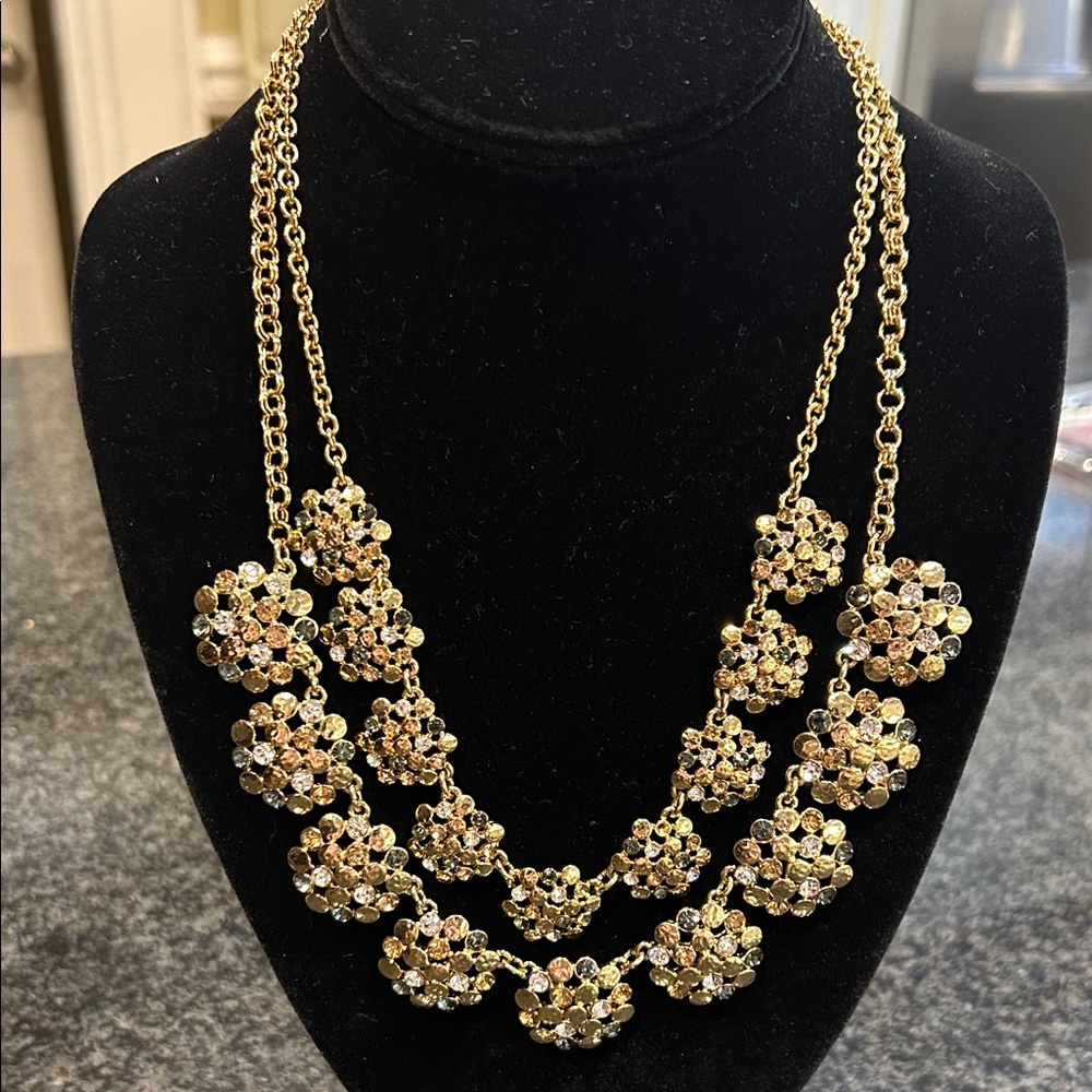 Talbots Gold Double Strand Statement Necklace - image 1